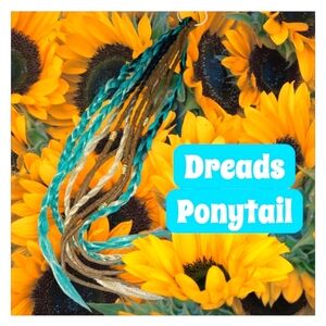 Soulful Roots Teal, Black And Blonde Dread Ponytail